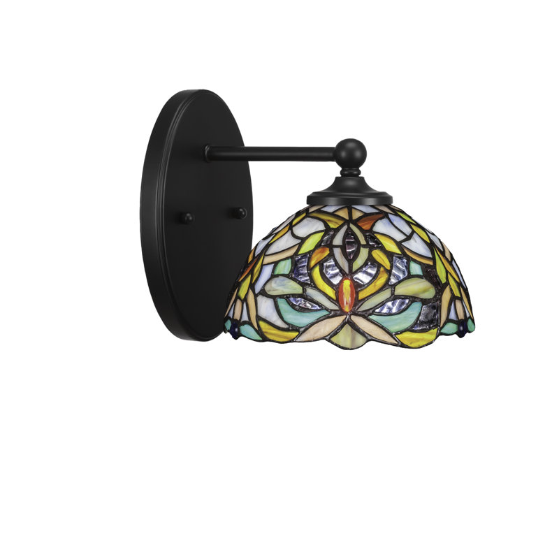 Applique murale Eddis avec verre d'art kaléidoscope 7 po, Noir mat
