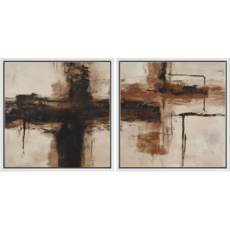«Rustic Brown», impression murale moderne abstraite encadrée, œuvre d'art de la chambre principale, 2 pièces