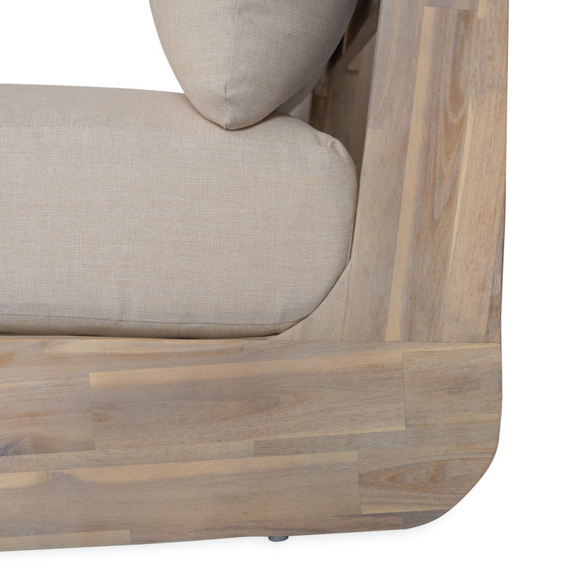 Canapé 3 places avec coussins Judd, Sable, Blanc clair