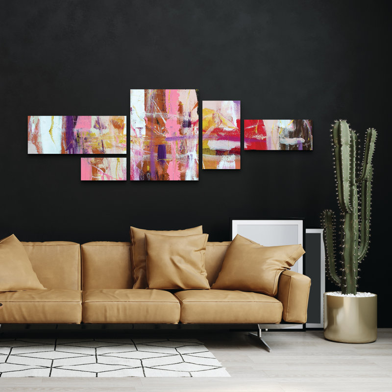 Ensemble de 5 panneaux muraux - Tove Hoglund «Painterly 5», art mural sur toile pour le salon, la chambre à coucher ou le bureau 