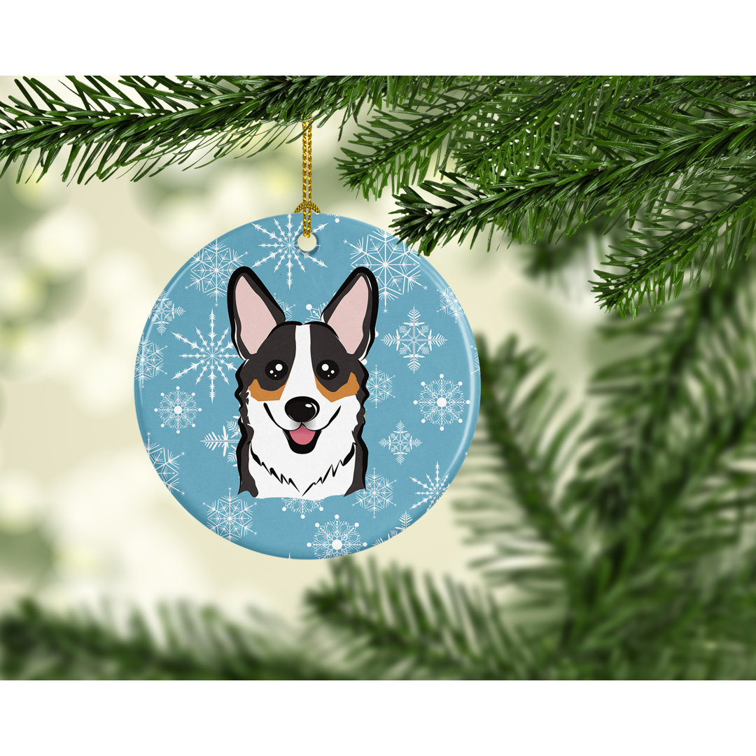 Snowflake Tricolor Corgi Ceramic Hanging Figurine Ornament The Holiday Aisle®