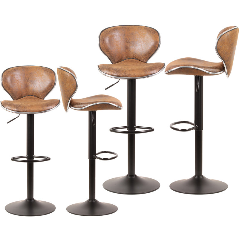 Tabouret de bar pivotant à hauteur réglable Enyeart, Cuir café