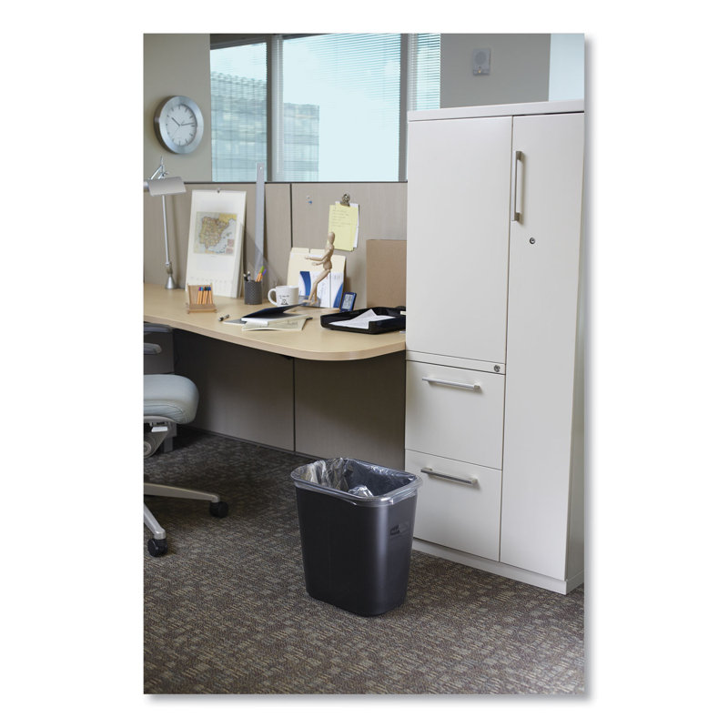 Plastic Open Waste Basket - 3.5 Gallons, Black
