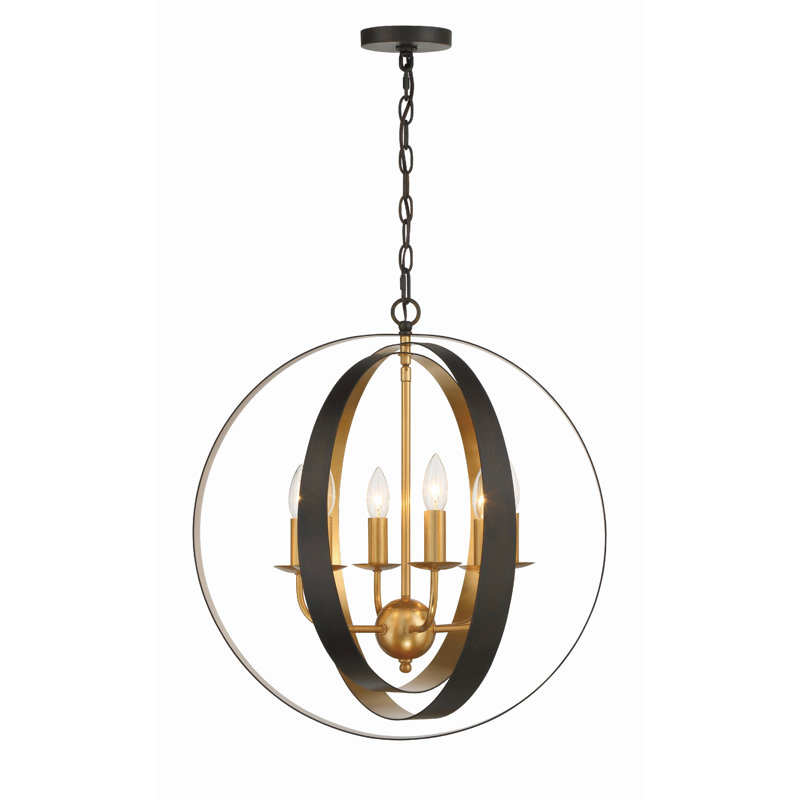 Lustre sphérique style chandelier, Bronze/Doré, 6