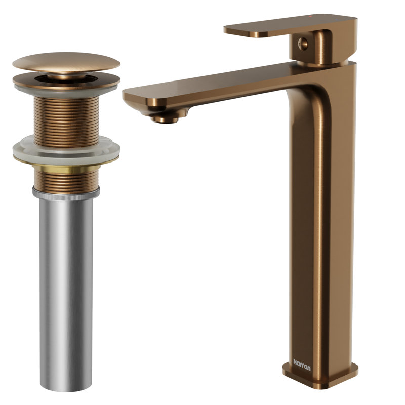 Single-handle Bathroom Faucet with Drain Assembly, Brushed Copper