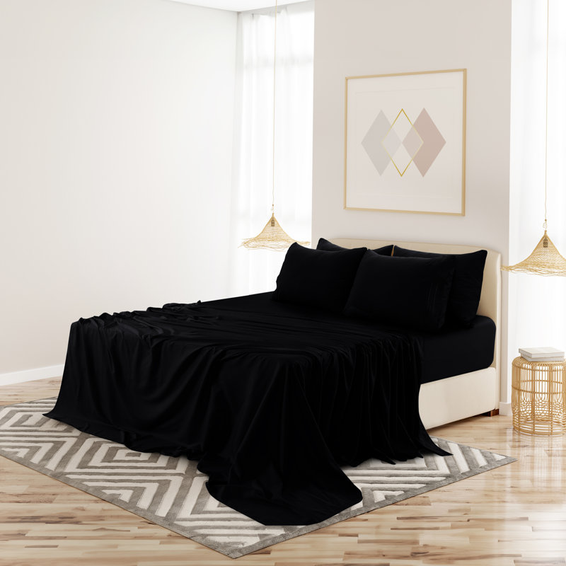 Lux Decor 6-Piece Ultra-Soft Microfiber Sheet Set Deep Pocket Fitted Sheet, Wrinkle & Fade-Resistant, Hotel Quality Bedding