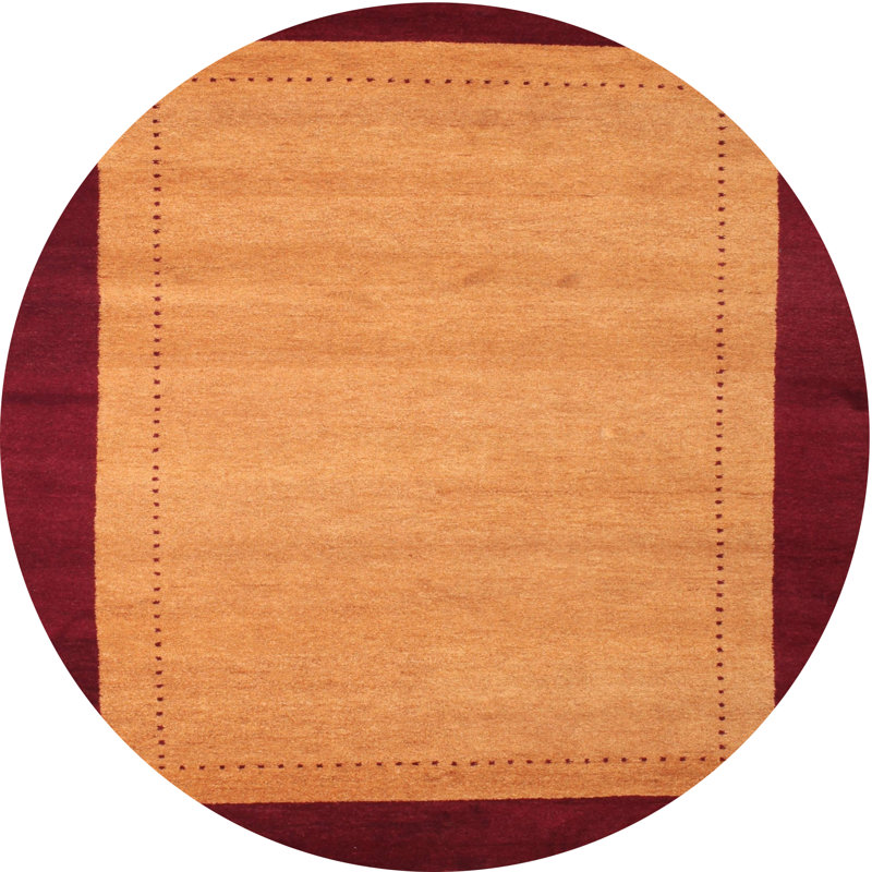 Tapis contemporain rouge / beige, Rond 5 pi