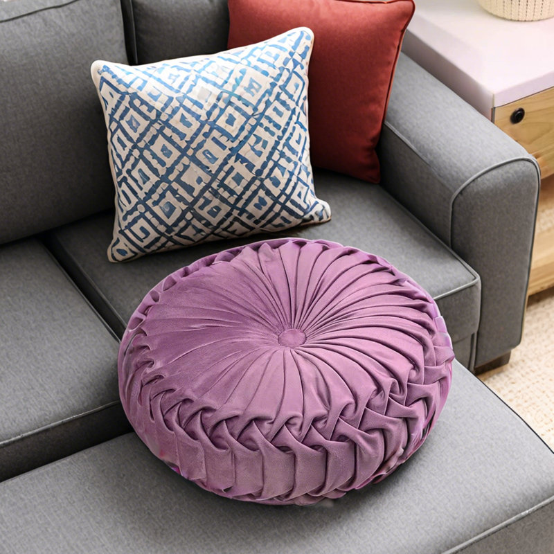 Coussin décoratif ultra doux en velours rond pour canapé (15 pouces), Mauve clair