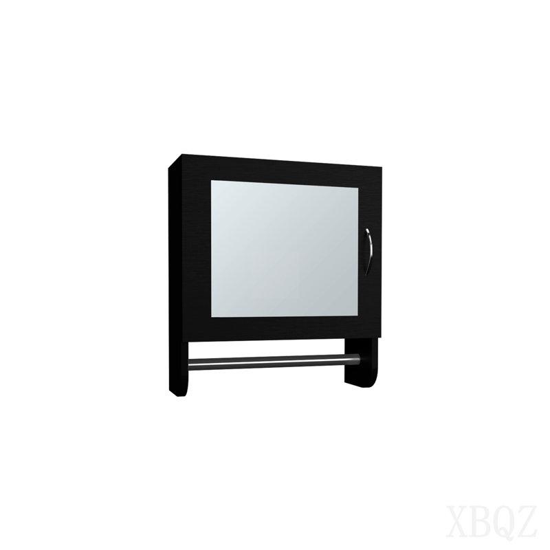 19.7" H X 17.7" W Mirror Medicine Cabinet With Towel Rack White, One Door With Two Interior Shelves For Bathroom, Kitchen Black
