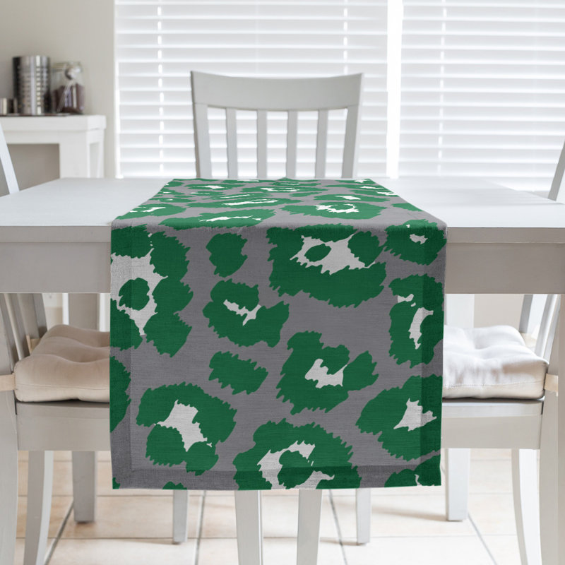 Chemin de table à imprimé animal, 72 po x 16 po, Silver/Green/White