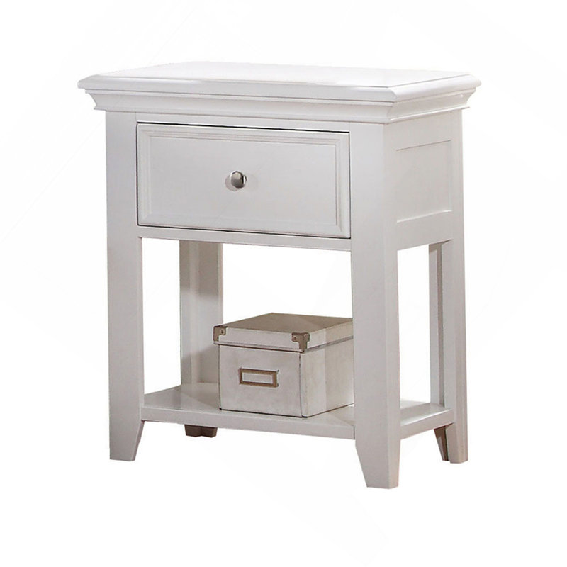 Table de chevet blanche avec tablette inférieure