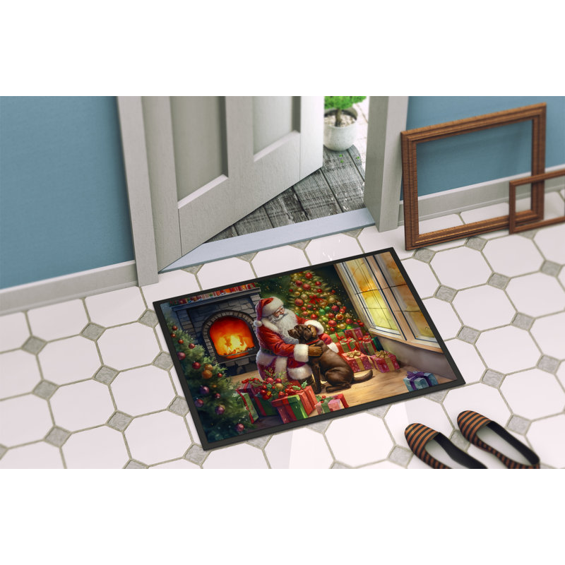 Paillasson Labrador Retriever and Santa Claus, L 24 po x L 36 po