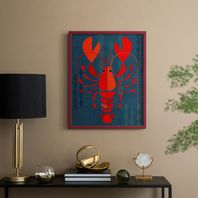 Geo Lobster I Framed Print - Solid Wood