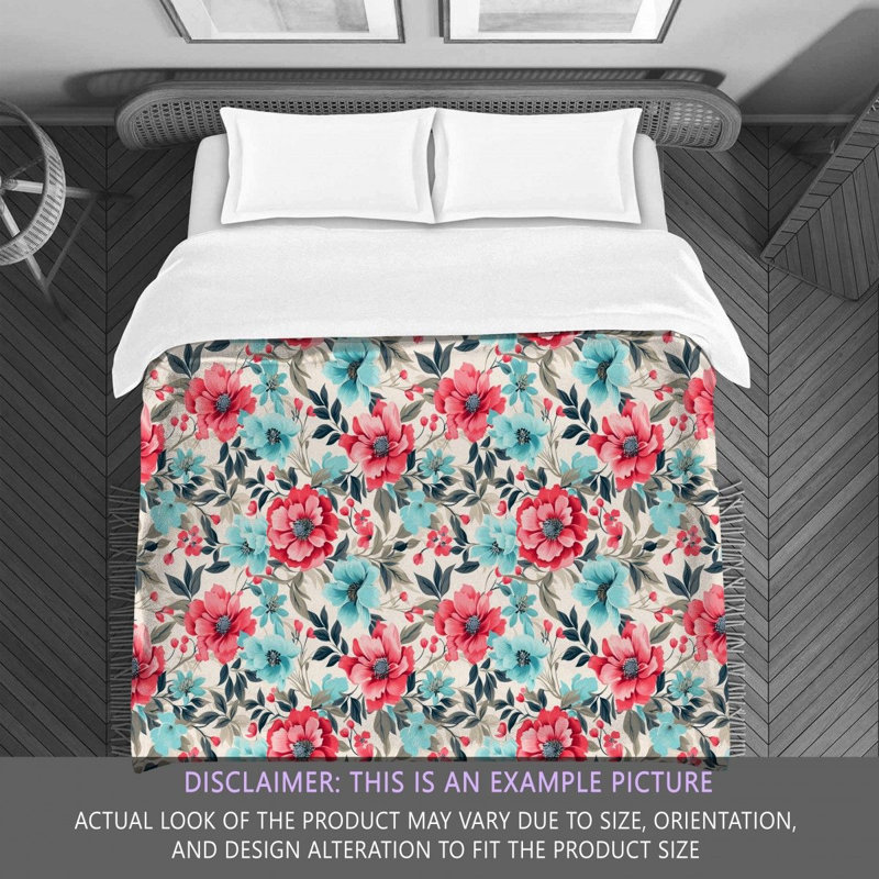Polyester Floral Comforter, King Comforter, Pink/Green
