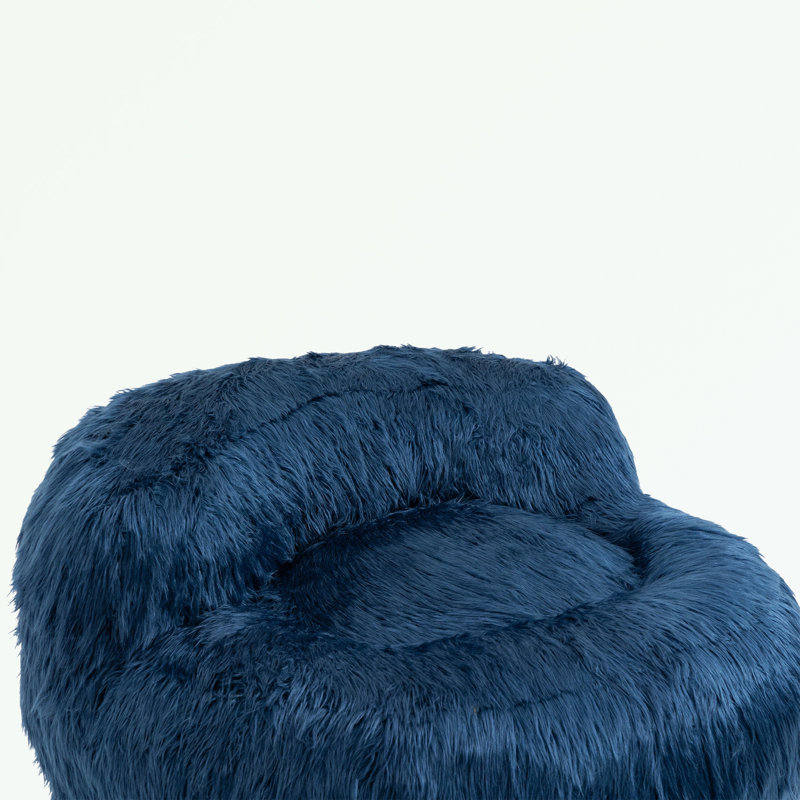 Upholstered Sofa,Bean Bag Chair, Floor Sofa with Handle,Accent Sofa Chair with Ottoman,Living room chair, Navy Faux Fur