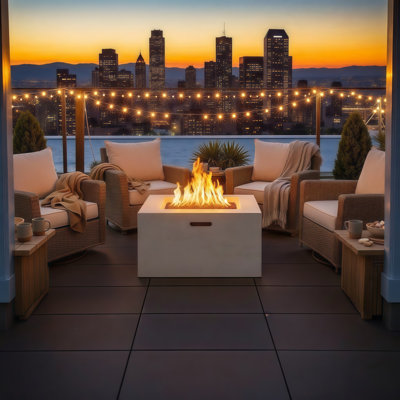 MGO Square Propane Fire Pit Table - 40,000 BTU Adjustable Flame, Weather-Resistant Design w/Lava Rocks & Cover - Lightweight for Patio, Poolside or Backyard