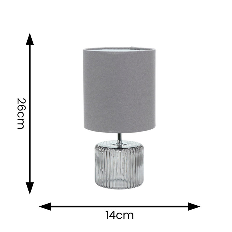 Rokiatou Glass Table Lamp, Grey Smoke Base/Grey Shade