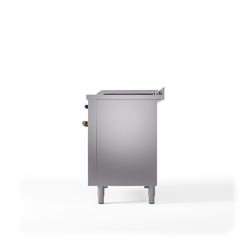 Cuisinière à double combustible ILVE Nostalgie II Series 48 po avec 5 brûleurs scellés, plaque de cuisson et table française (gaz naturel, porte pleine)