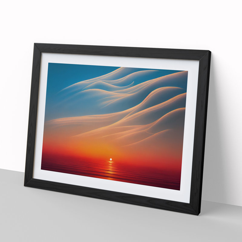 XH1022-5357X Joyous Sunset Seascape - Single Picture Frame Print, 25cm H x 34cm W x 2cm D, Black