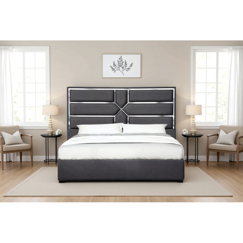 Lit plateforme tapissier Cazares, Grand lit