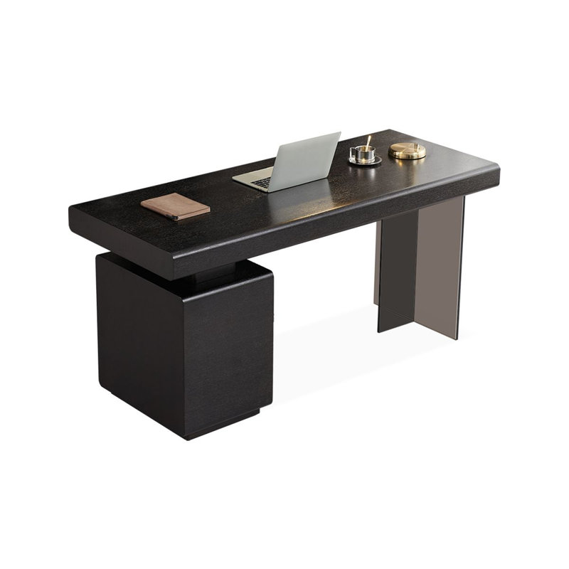 Bureau rectangulaire en bois manufacturé noir, H 29,53 po x l 55,12 po x P 25,59 po