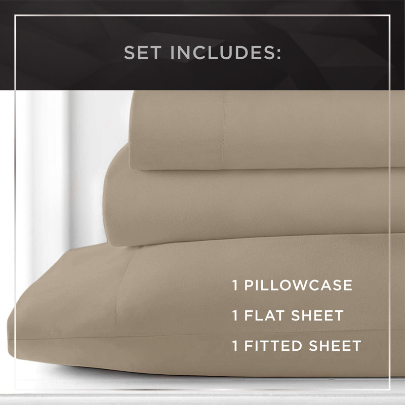 Raymond Waites Cotton Blend Sheet Set, Queen Sheet Set + 2 Fitted Sheets + 2 Pillowcases, Beige