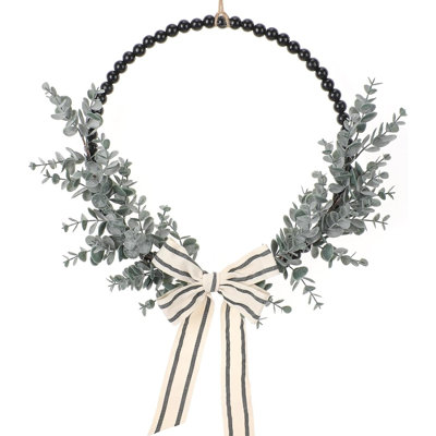 Couronne de feuilles d'eucalyptus perle en bois
