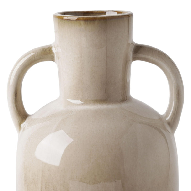 Vase cylindrique en céramique beige avec glacis réactif, 10,8 po de hauteur, décor rustique moderne, étanche, idéal pour les fleurs fraîches, les centres de table, les cadeaux pour la maison et les mariages