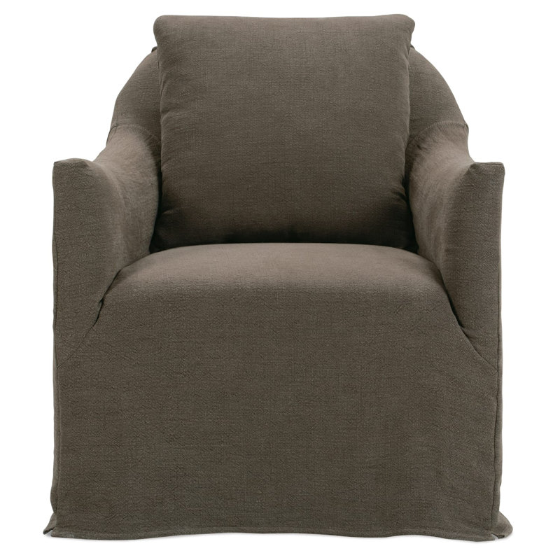 Noel Slipcovered Swivel Chair, Brown