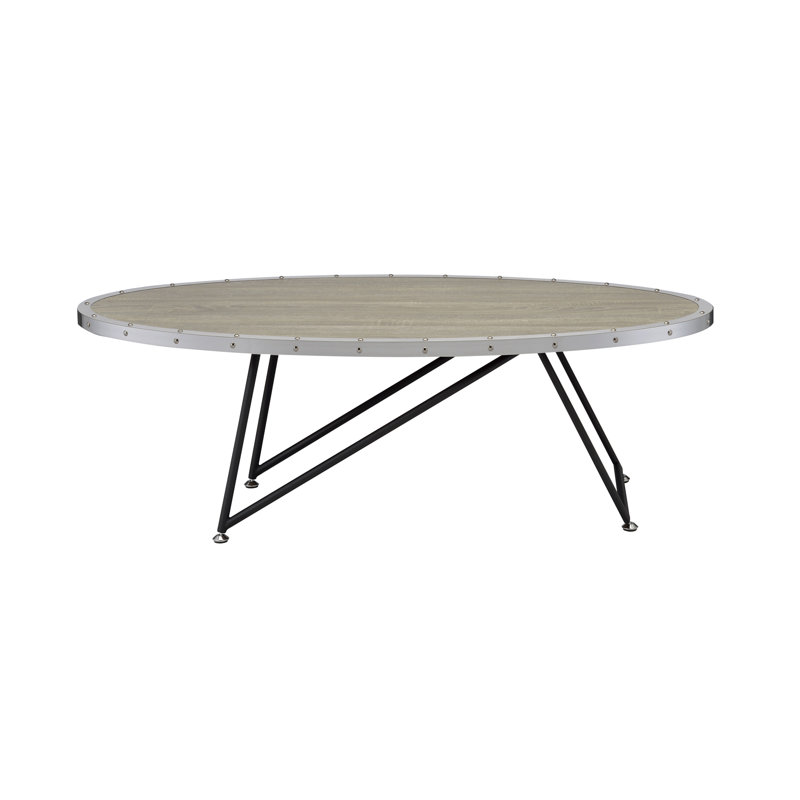 Weathered Gray Oak & Metal Finish Coffee Table
