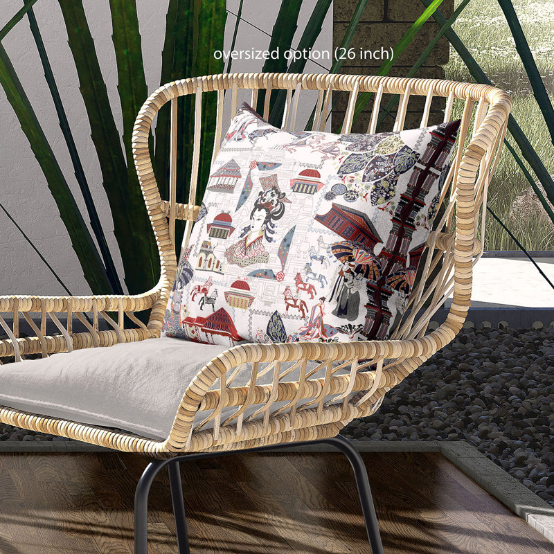 Polyester Throw Square Pillow Cover & Insert, Red/Black, 16" x 16"