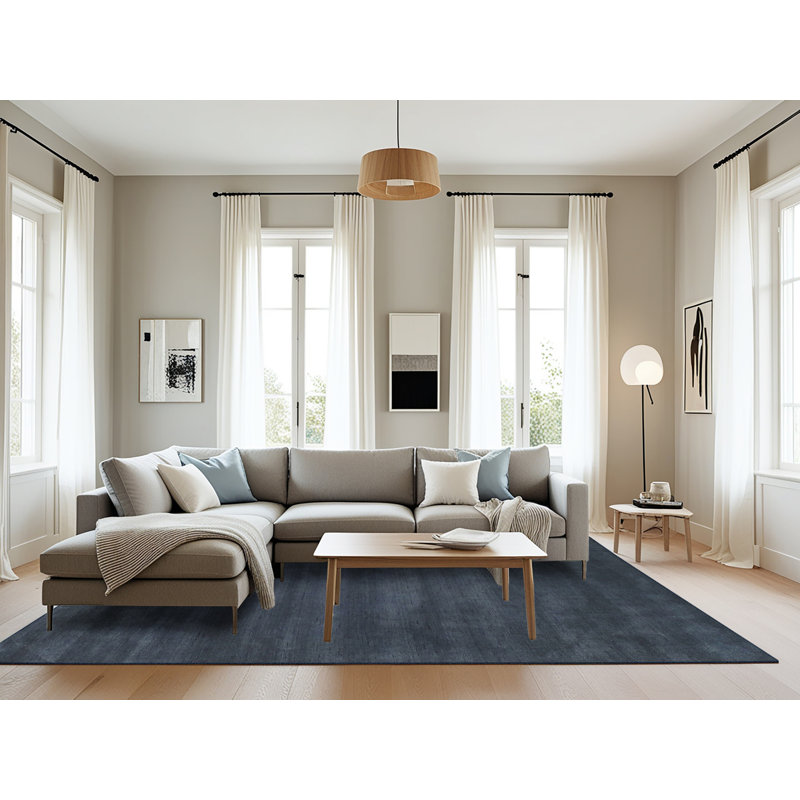 Tapis de zone noire contemporaine, Rectangle 8 pi x 12 pi