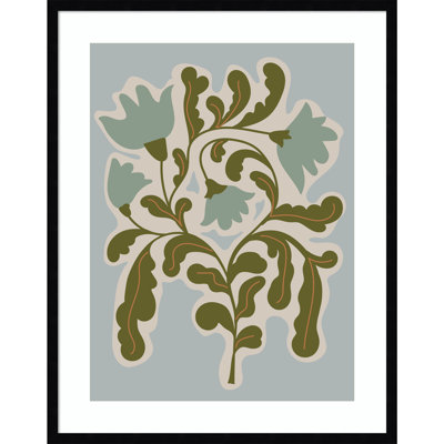 Expressive Abstract House Plant Blue Print