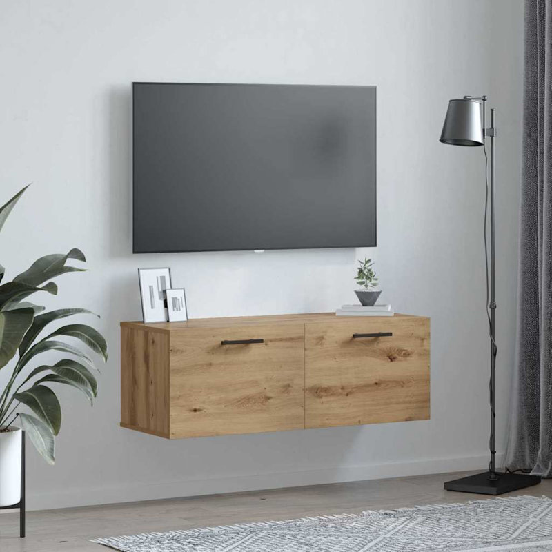 vidaXL Wall Cabinet Wall-mounted Engineered wood Storage Unit Rustic Design, Artisan Oak/Black