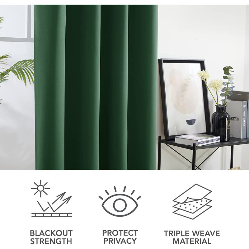 Blackout Door Curtain Pair, Forest Green, 117 W x 183 D cm