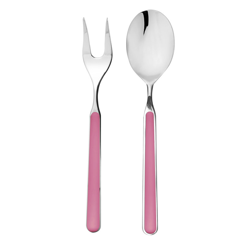 Fantasia Stainless Steel Salad Servers, Pink