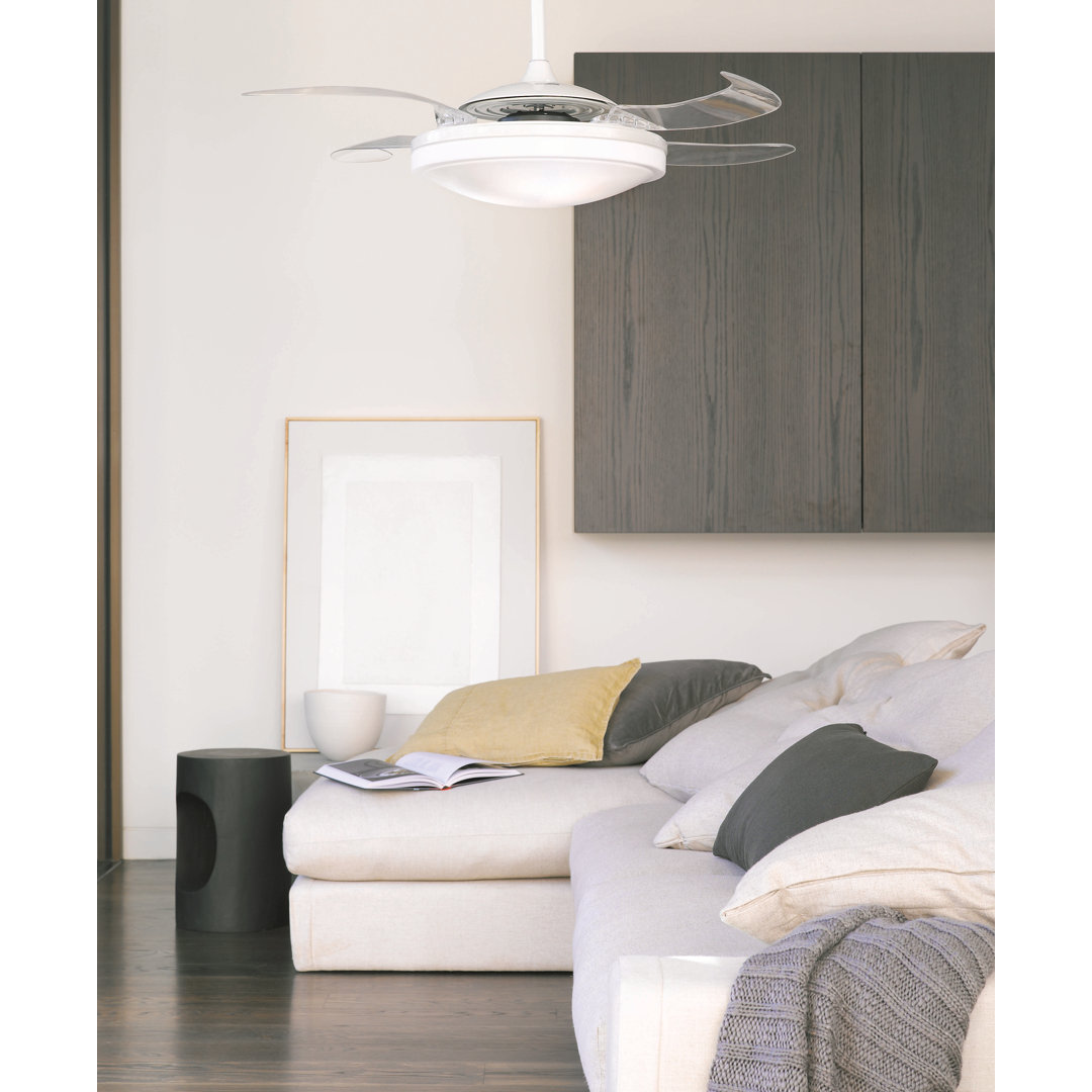 48" Levine 4 - Blade LED Retractable Blades Ceiling Fan with Remote Control and Light Kit Included Latitude Run® 