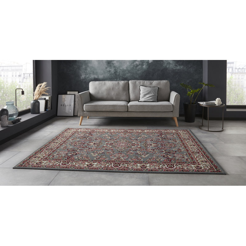 Zabul Tufted Red/Grey/Oak Rug, Rectangle 160 x 220cm