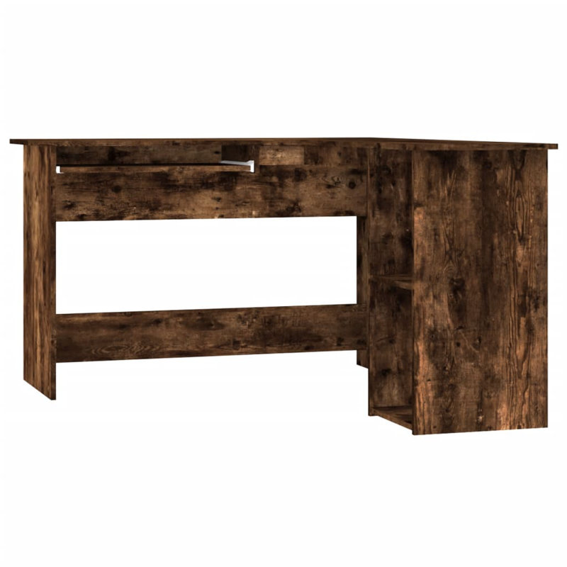 Corliss Corner Desk Computer Desk Study L-shaped Desk Table Engineered Wood, Smoked Oak