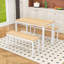 Ensemble de table de salle à manger 3 pièces, table rectangulaire industrielle avec 2 bancs et structure en métal durable-53980551
