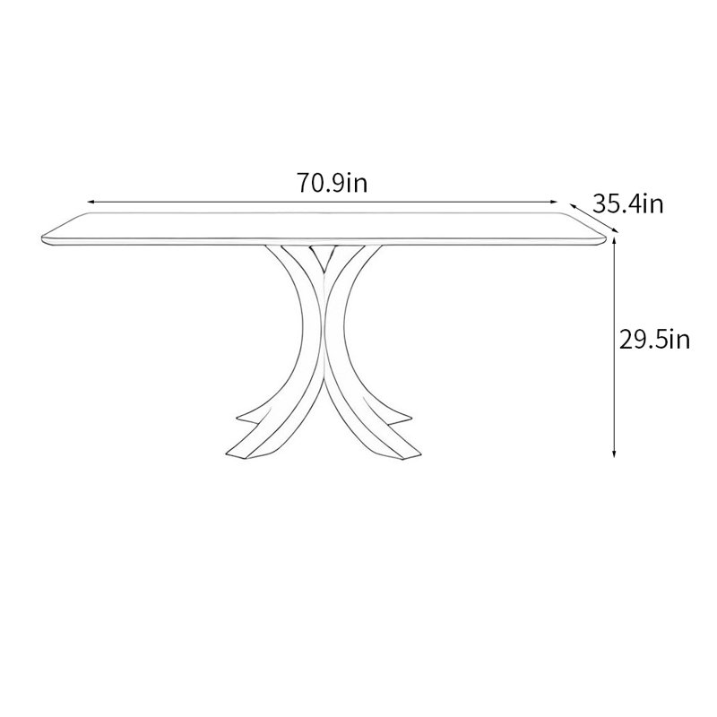 Italian style simple rectangular dining table, 29.5"H x 70.9"L x 35.4"W