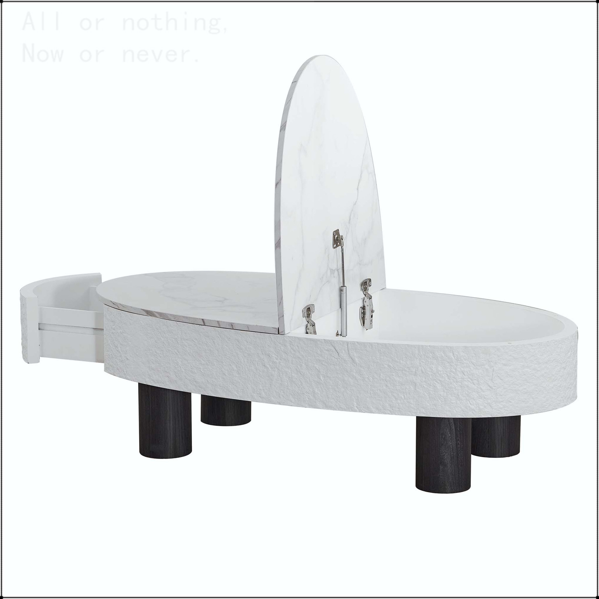 Latitude Run® Oval Coffee Table with Faux Marble Top and Hidden Storage ...