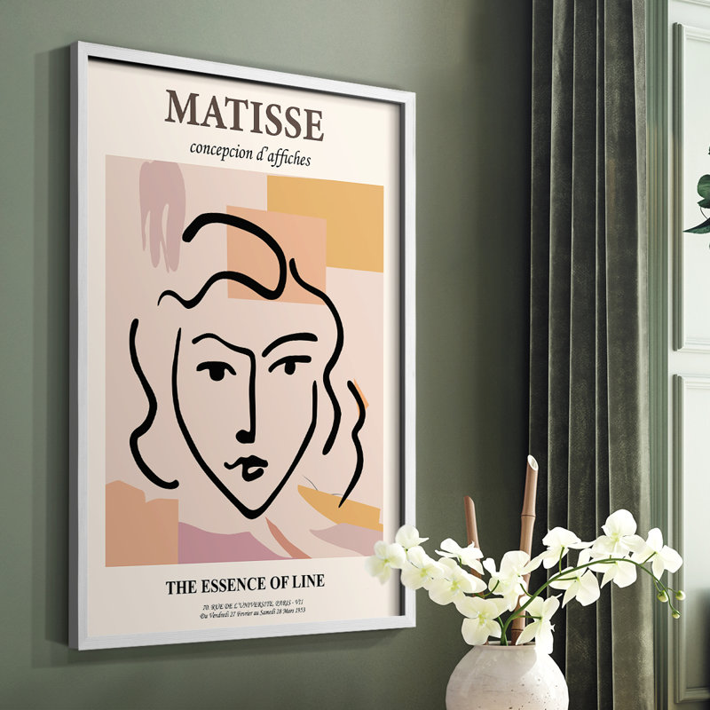 Matisse LXII, reproduction encadrée - bois massif, H 20 po x l 16 po, Blanc