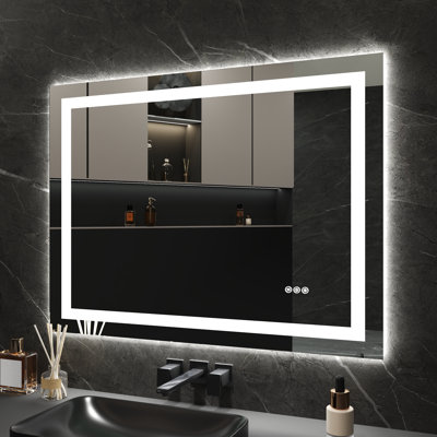 DeerValley Smart Bathroom Mirror with Memory Function, 1.5X Anti-Fog & Dual Front/Back Lighting, Dimmable Tri-Color LED