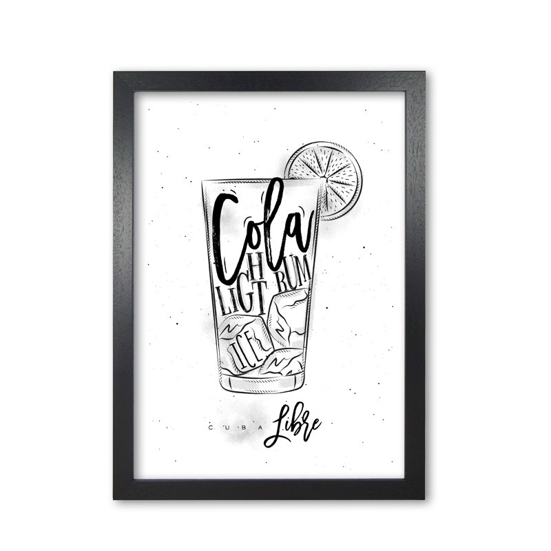 Cuba Libre Cocktail - Print, Black Grain Frame, 85 cm H x 60 cm W x 5 cm D