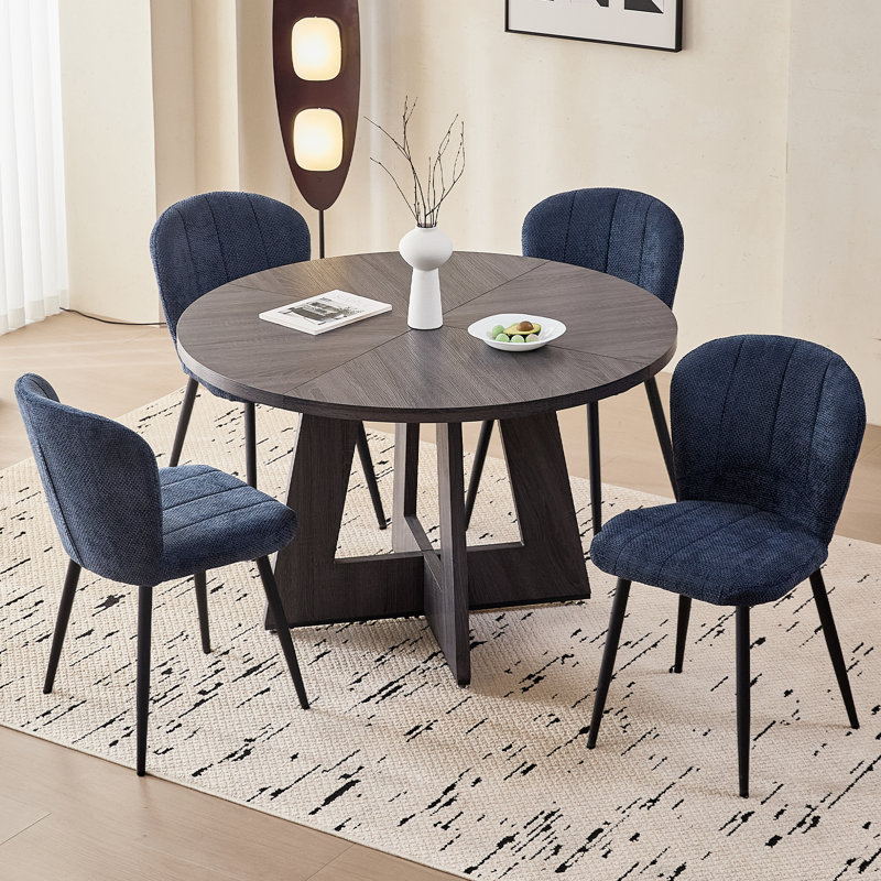 Dining Chairs, Upholstered Chenille Fabric Kitchen Chairs With Metal Legs Wingback For Bedroom, Living Room, Apartment, 4
