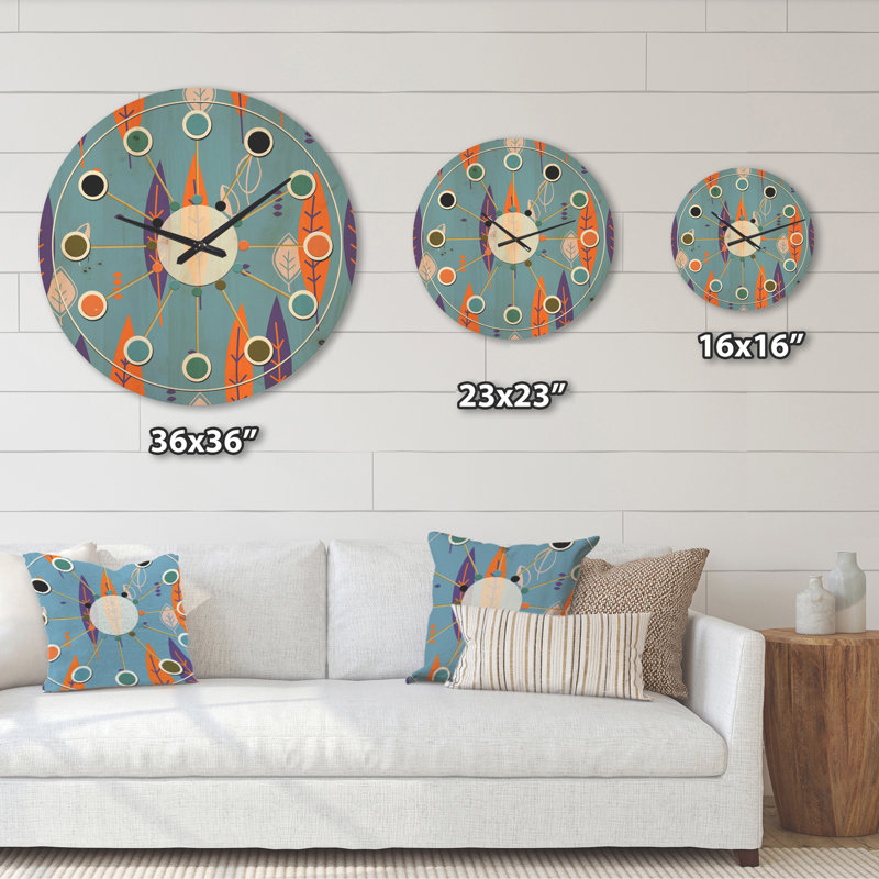 Horloge murale en bois Floral Botanical, Très grand