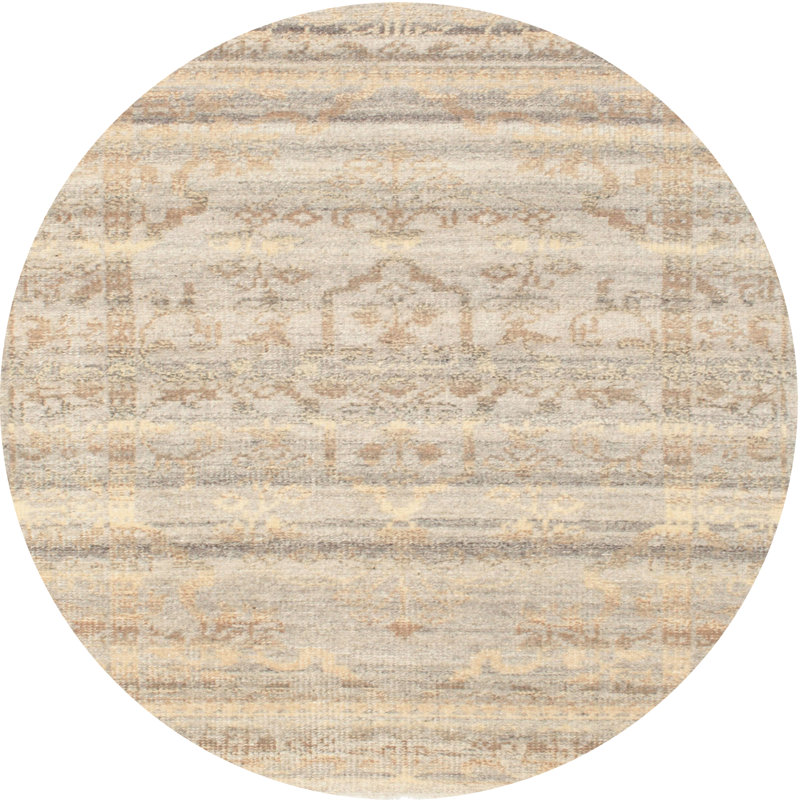 Tapis beige contemporain, Rond 6 pi