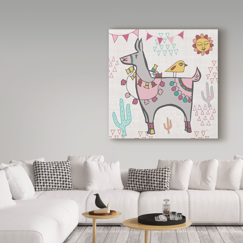 «Playful Llamas II», art sur toile, H 14 po x l 14 po x P 2 po