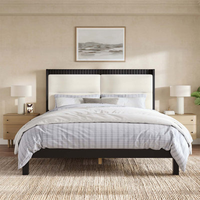 Elegant Platform Bed with Upholstered Headboard